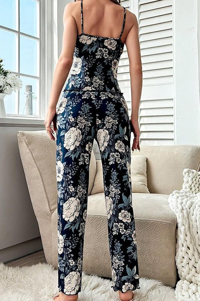 Askılı Pijama Takımı Flower Petrol